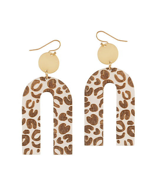 Wood Imprinted Animal Print Earring