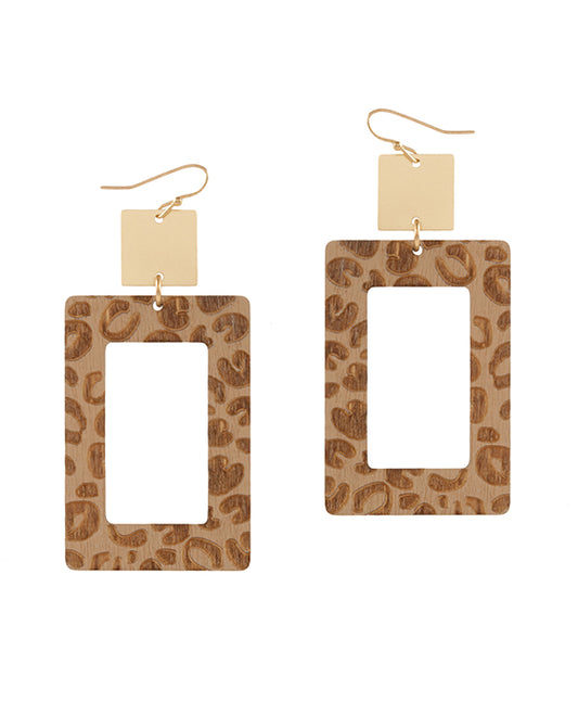 Wood Imprinted Animal Print Earring