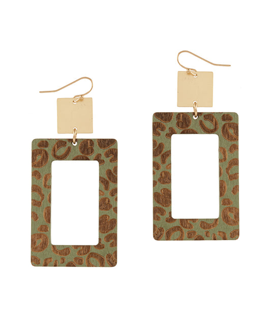 Wood Imprinted Animal Print Earring