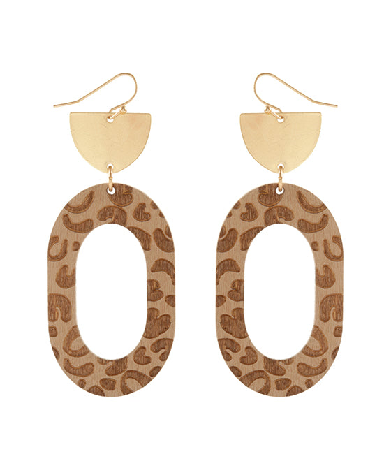 Wood Imprinted Animal Print Earring