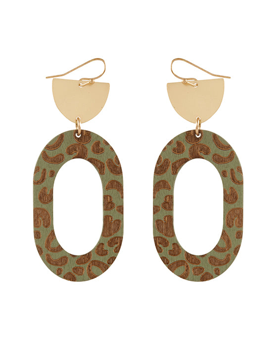 Wood Imprinted Animal Print Earring