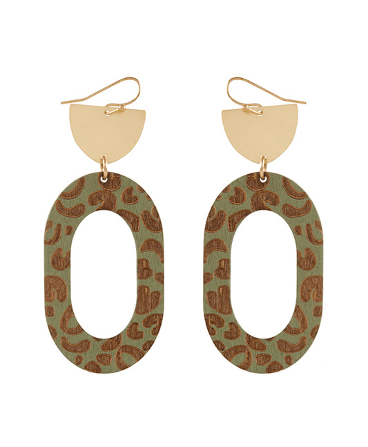 Wood Imprinted Animal Print Earring