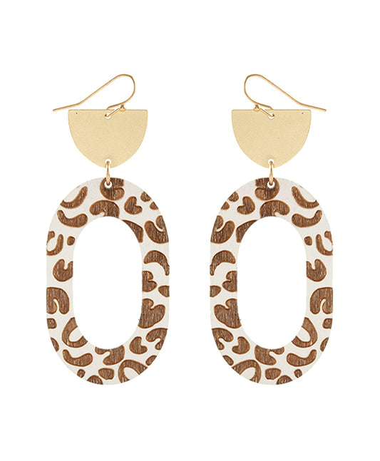 Wood Imprinted Animal Print Earring