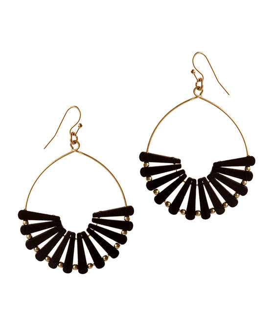 Wood Fan Shape Earring
