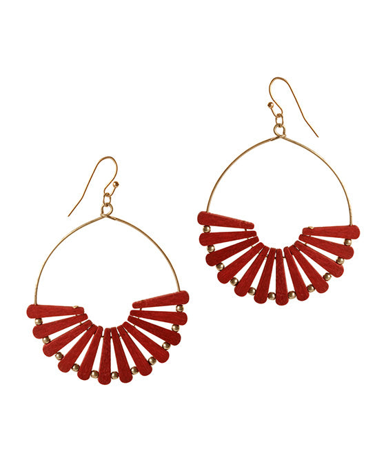 Wood Fan Shape Earring
