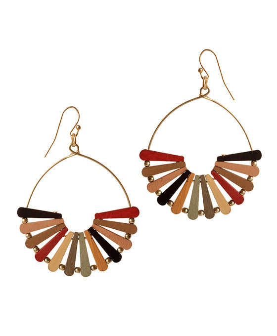 Wood Fan Shape Earring