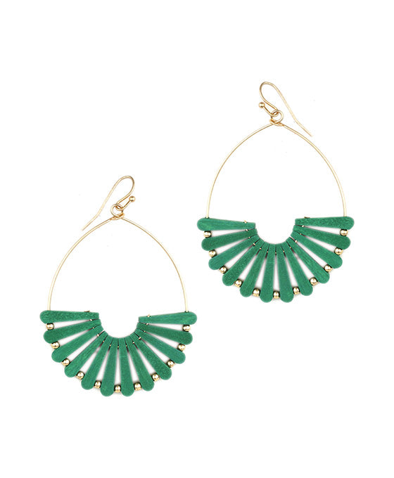 Wood Fan Shape Earring