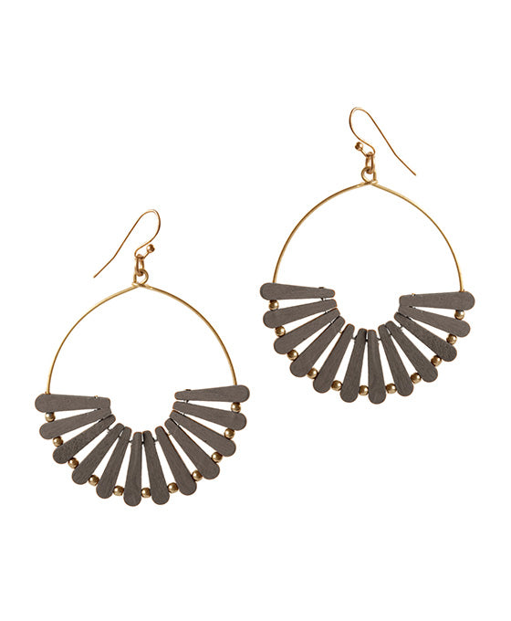 Wood Fan Shape Earring