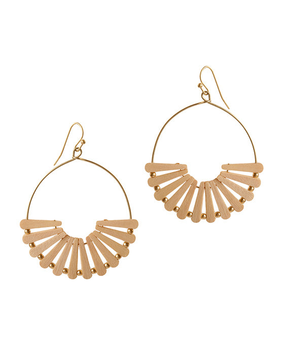 Wood Fan Shape Earring