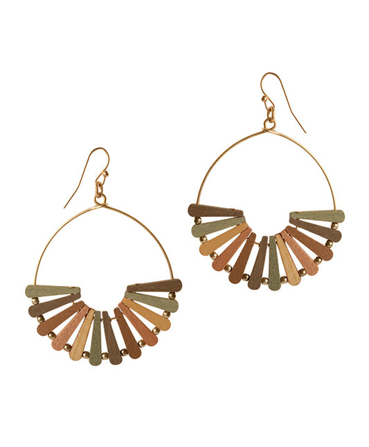 Wood Fan Shape Earring