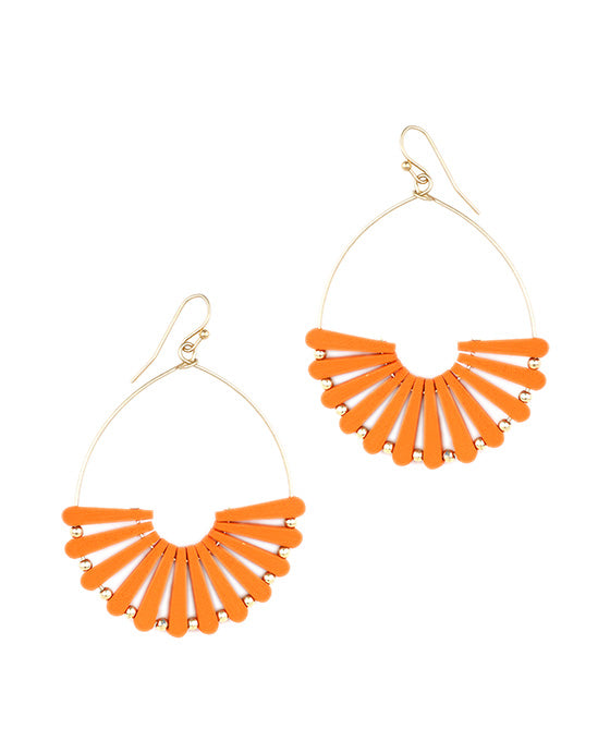 Wood Fan Shape Earring