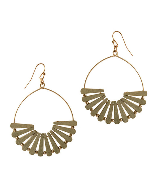 Wood Fan Shape Earring