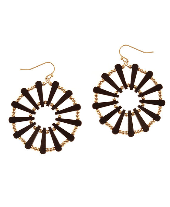 Wood & CCB Geometric Earring