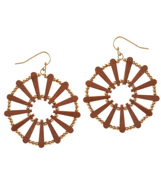 Wood & CCB Geometric Earring