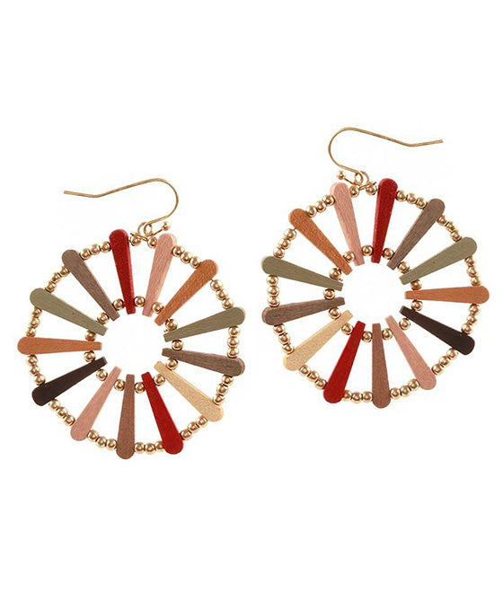 Wood & CCB Geometric Earring