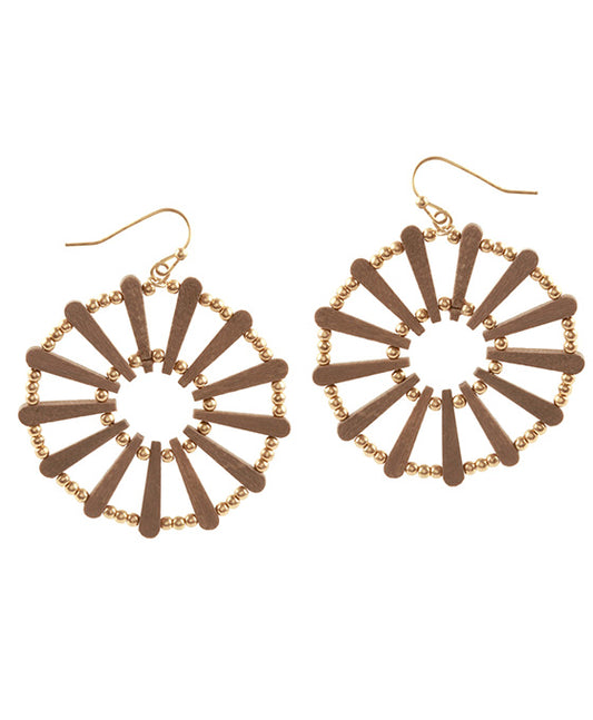 Wood & CCB Geometric Earring
