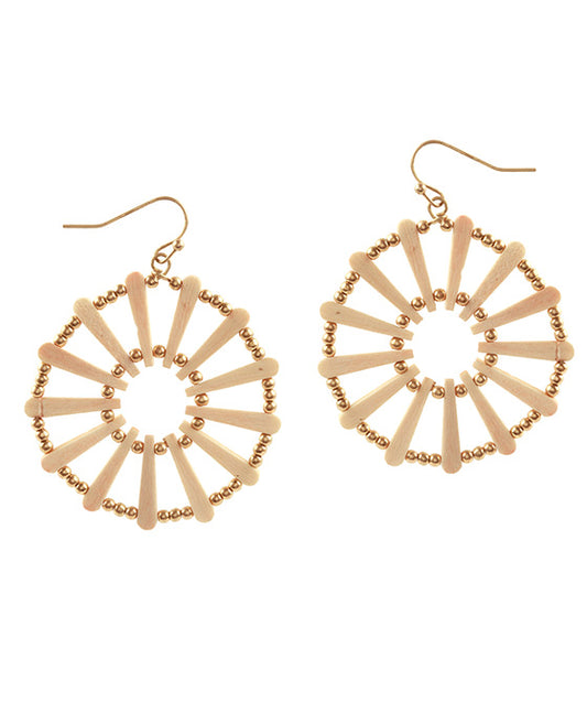 Wood & CCB Geometric Earring