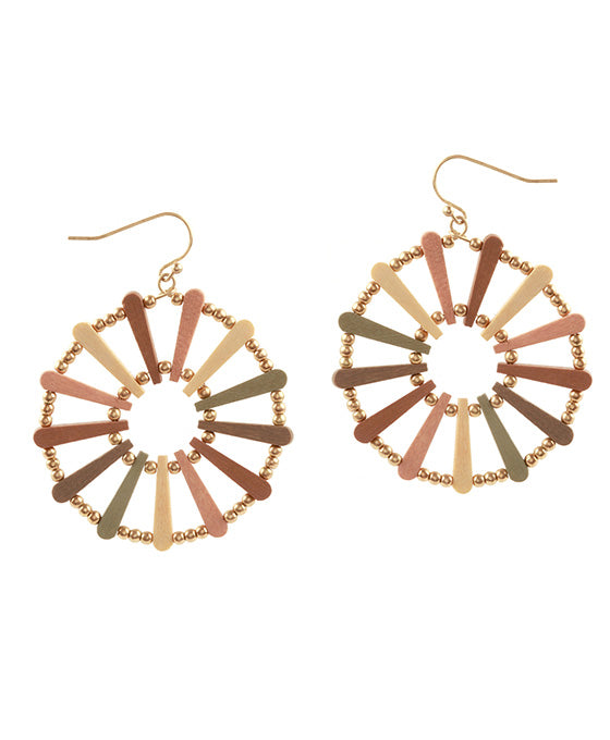 Wood & CCB Geometric Earring