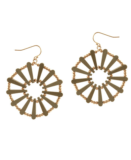 Wood & CCB Geometric Earring