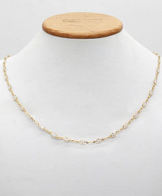Bezel Oval Cubic Necklace
