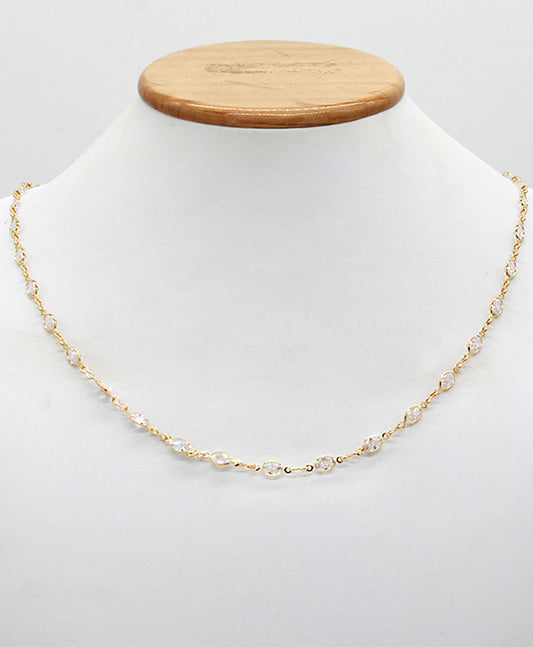 Bezel Oval Cubic Necklace