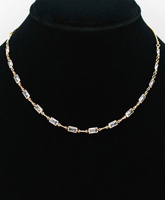 Bezel Rectangle Cubic Necklace