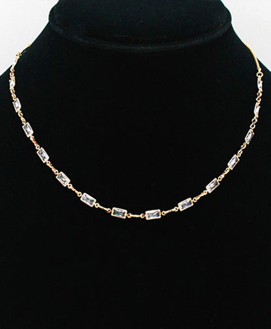 Bezel Rectangle Cubic Necklace