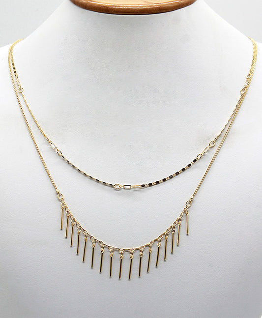 Layered Bar Fringe Necklace