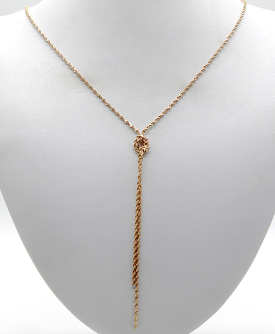 Twisted Chain Knotted Y Drop Necklace