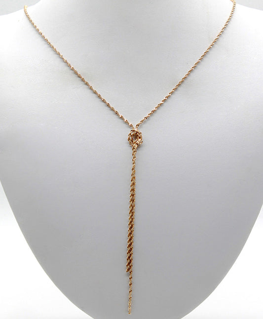 Twisted Chain Knotted Y Drop Necklace
