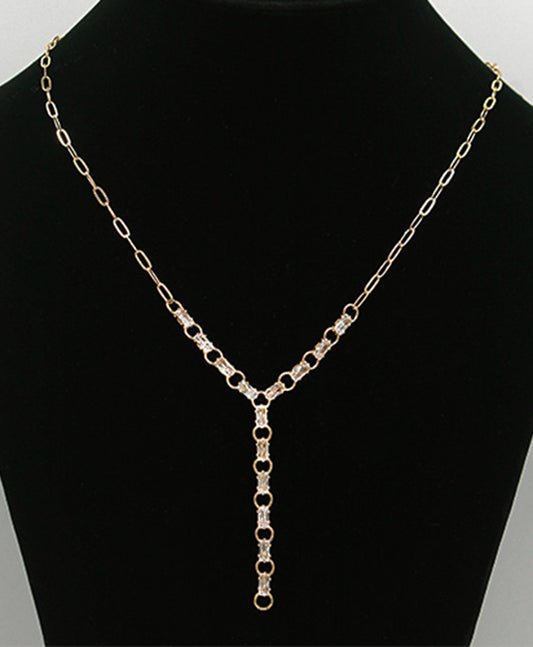 Long Chain w/ Baguette CZ Y Drop Necklace