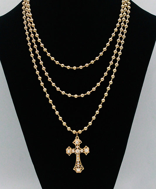 Ball Chain w/ Cross Pendant Necklace