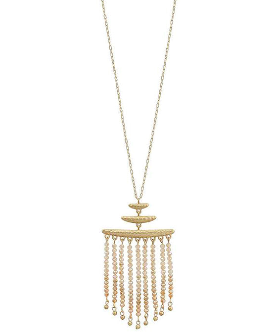 Glass Tassel Pendant Necklace