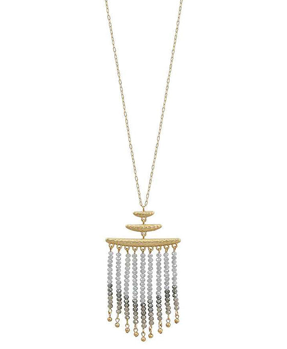 Glass Tassel Pendant Necklace