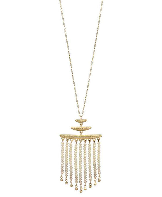 Glass Tassel Pendant Necklace