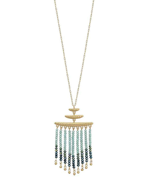 Glass Tassel Pendant Necklace