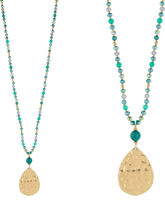 Hammered Metal Teardrop Necklace