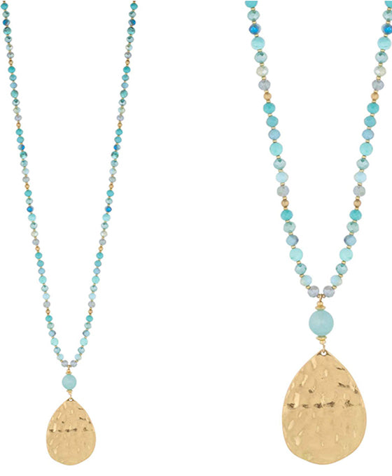 Hammered Metal Teardrop Necklace