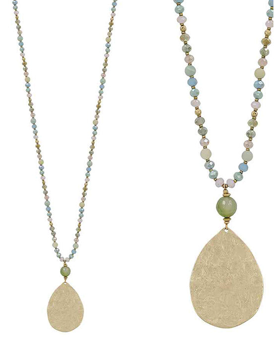 Hammered Metal Teardrop Necklace