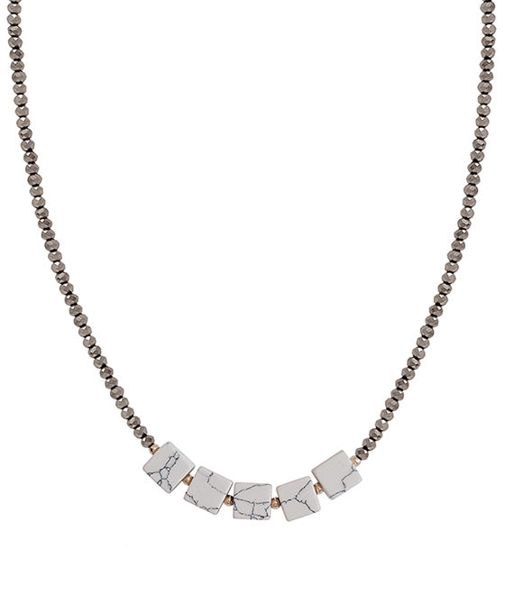 Square Stone Glass Necklace