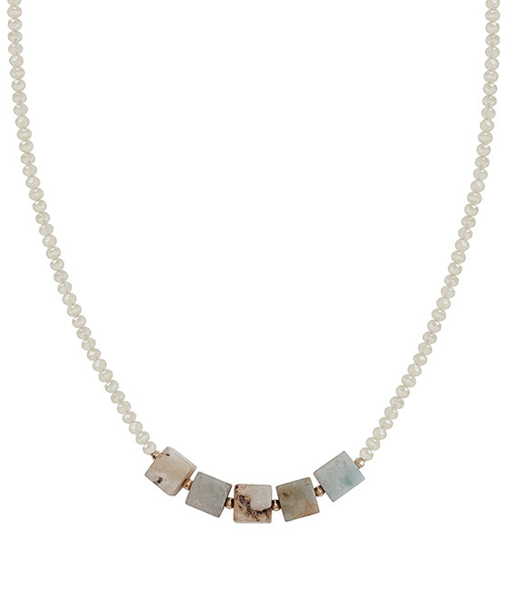 Square Stone Glass Necklace
