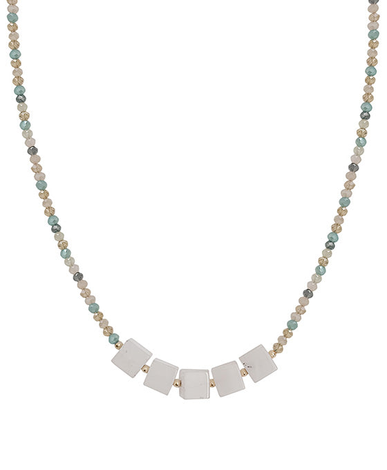 Square Stone Glass Necklace