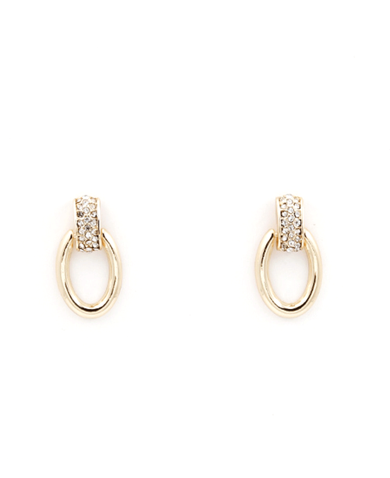 Rhinestone Oval Drop Earring