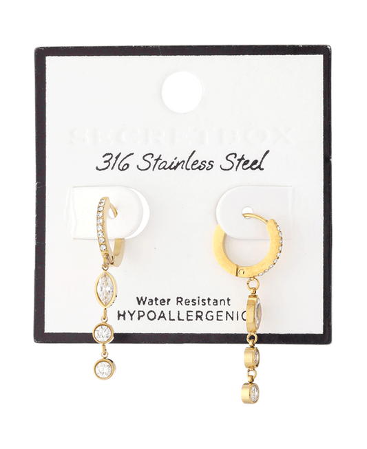 Stainless Steel Bezel Drop Earring