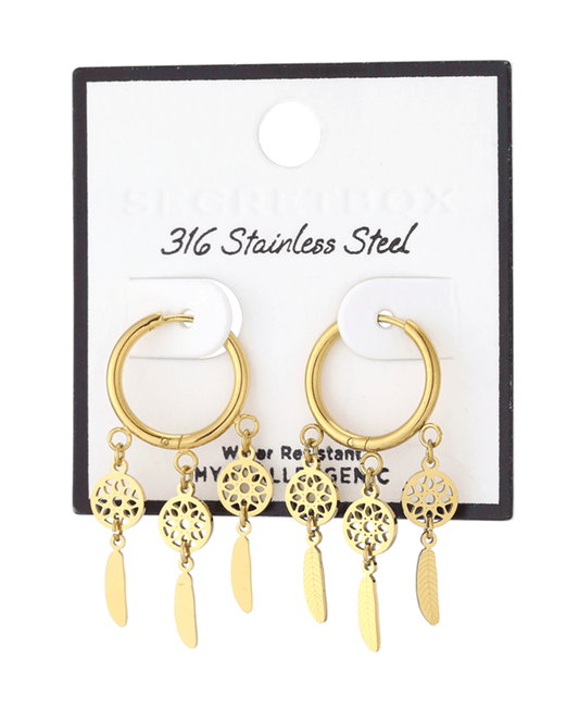 Stainless Steel Dream Catcher Huggie Earring