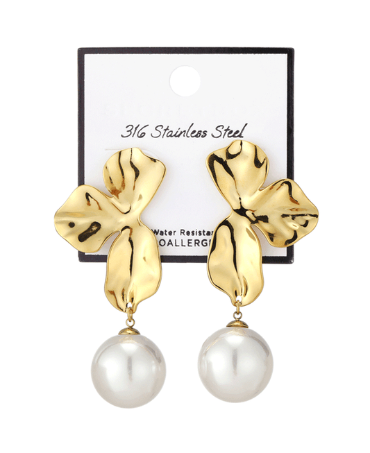 Stainless Steel Pearl Dangle Earring