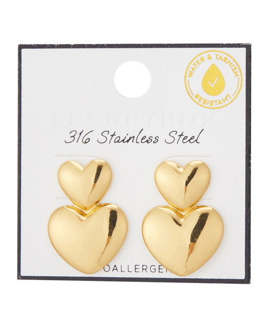 Stainless Steel Two Heart Earring