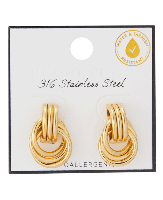 Stainless Steel Knob Shape Hoop Earring