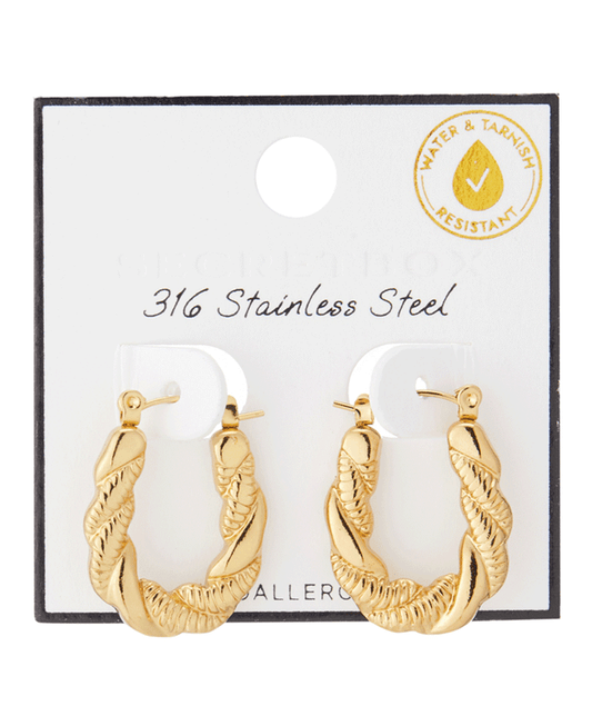 Stainless Steel Twisted U Shape Hoop Earring