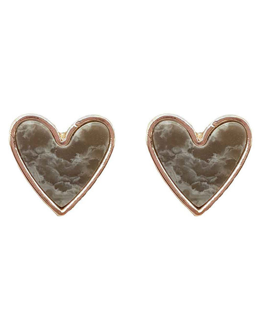 Natural Stone Heart Post Earring